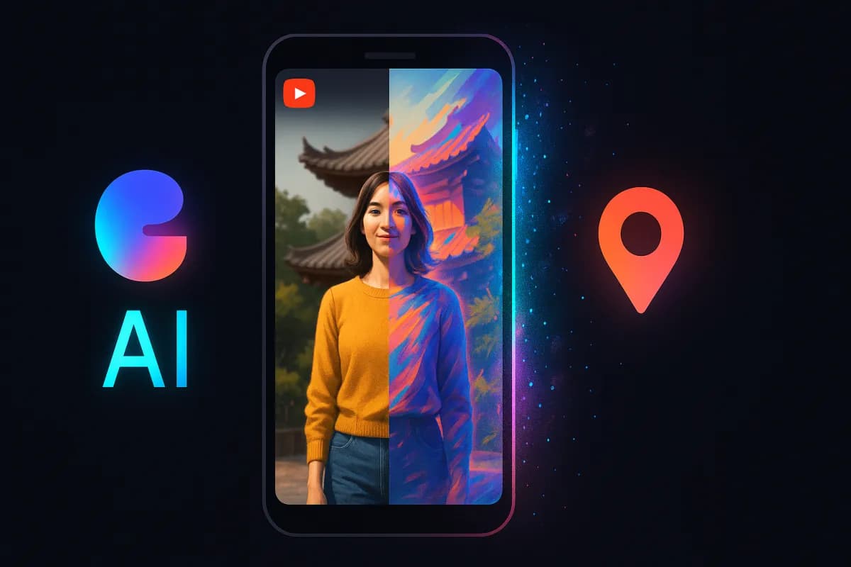 YouTube Gemini Omni remix Shorts generativ AI Featured Places steder Google I/O 2026 transformation prompt opdagelighed skabere